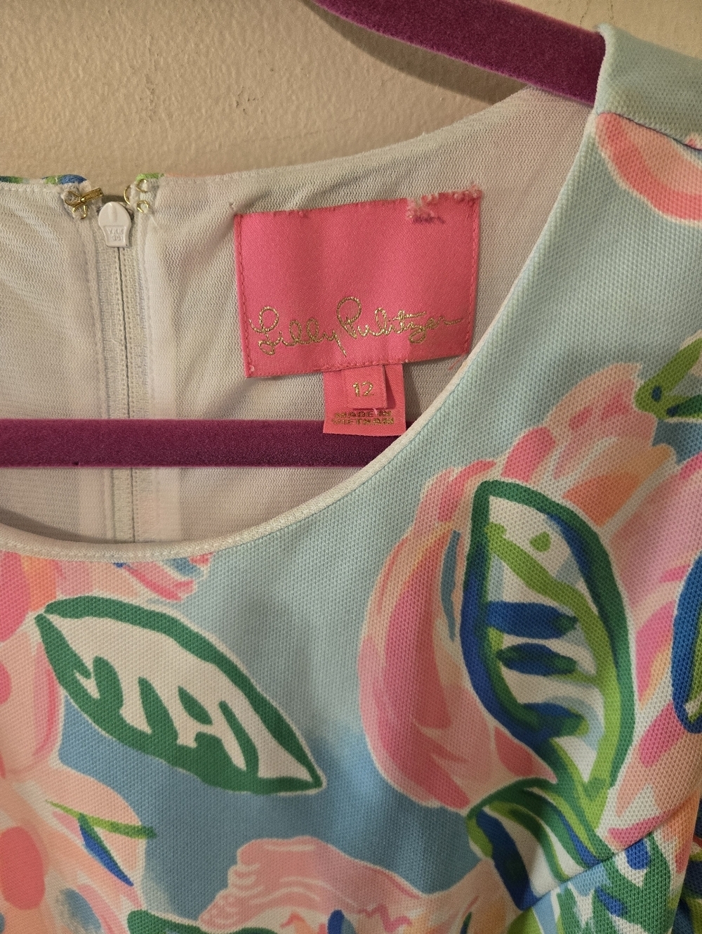 Lilly Pulitzer Carmelisa Shift Dress Totally Blossom Ruffle Sleeveless Size 12 - Picture 4 of 9